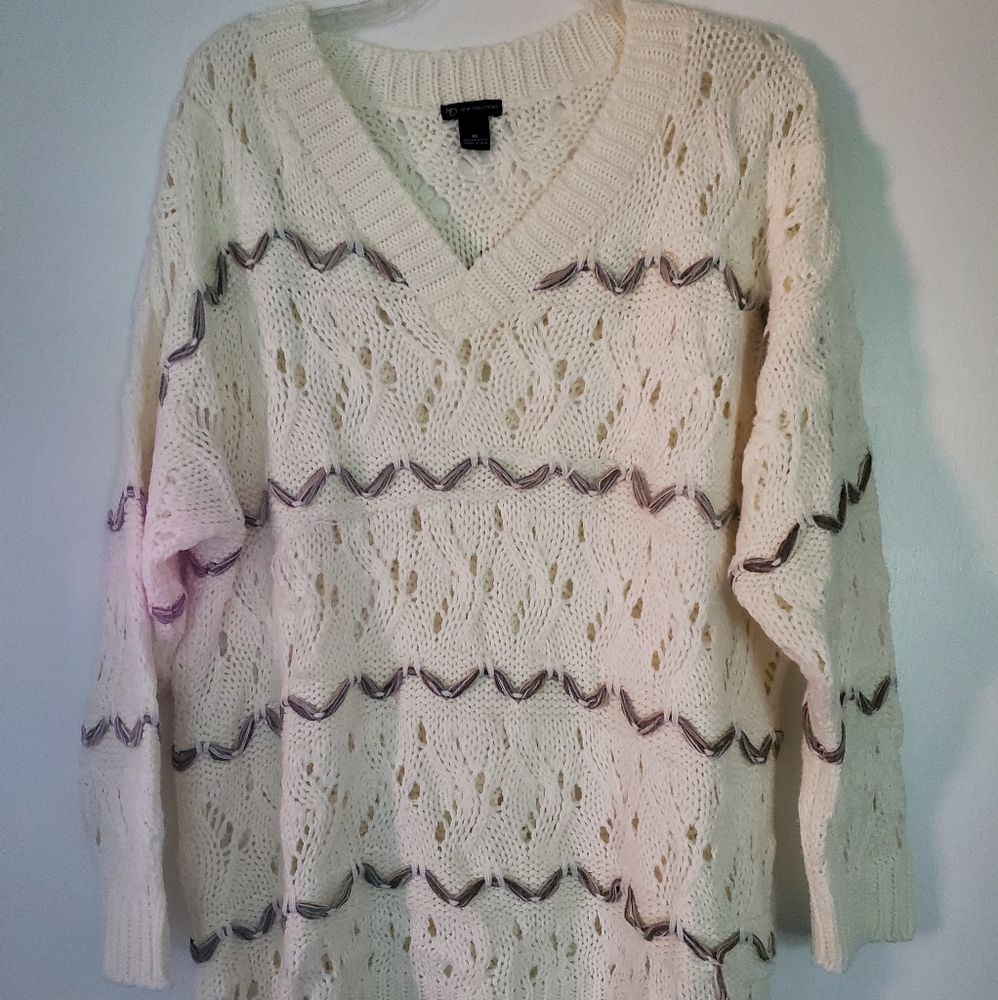 White crochet sweater